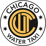 Official circular logo of Chicago Water Taxi featuring the stylized yellow 'CWT' emblem surrounded by the brand name and four stars.